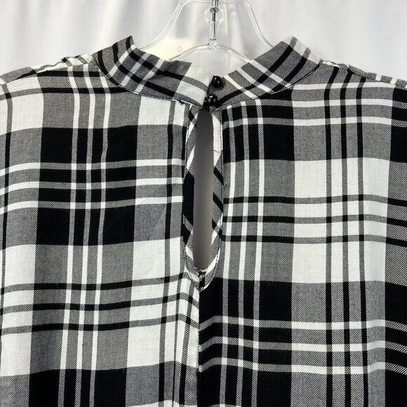 Blue Rain Women’s Choker Neck Ruffle Cuff Top Plaid/Embroidered Floral Small - Picture 6 of 9